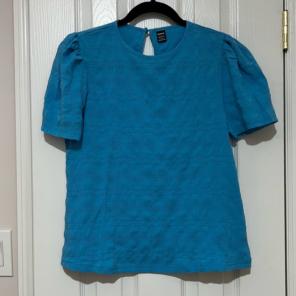 SHEIN Vibrant Blue Textured Blouse